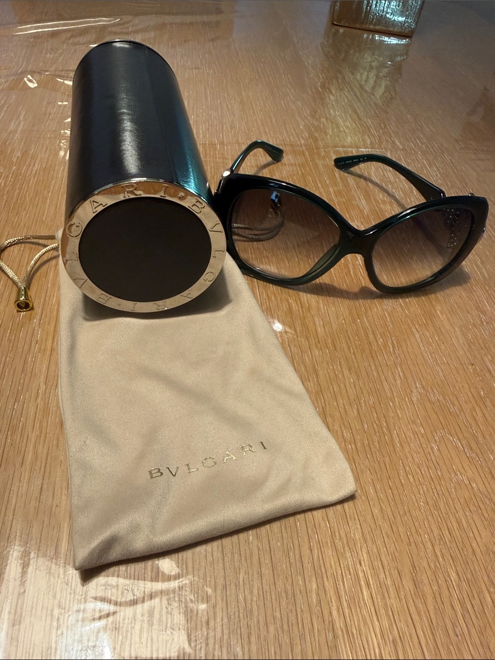 Bulgari green Oversized Cat-Eye Women's Sunglasses